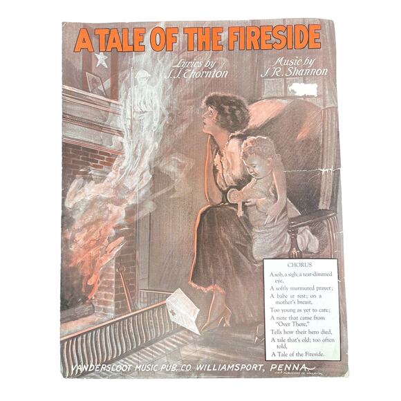 1918 A Tale Of The Fireside Sheet Music Military Hero Lost Ghost - Picture 1 of 8